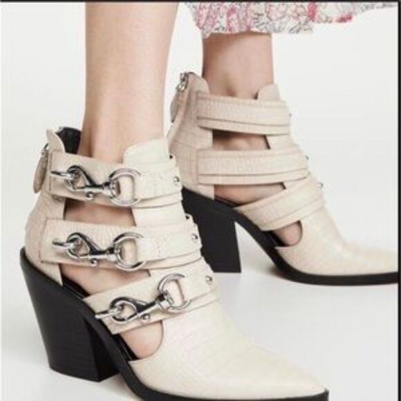 NWOT Rebecca Minkoff Croc Leather Seavie Clip Bootie 9 - Picture 1 of 10